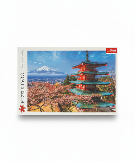 Trefl 1500 Piece Puzzle: Japanese Pagoda and Mount Fuji with Cherry Blossoms