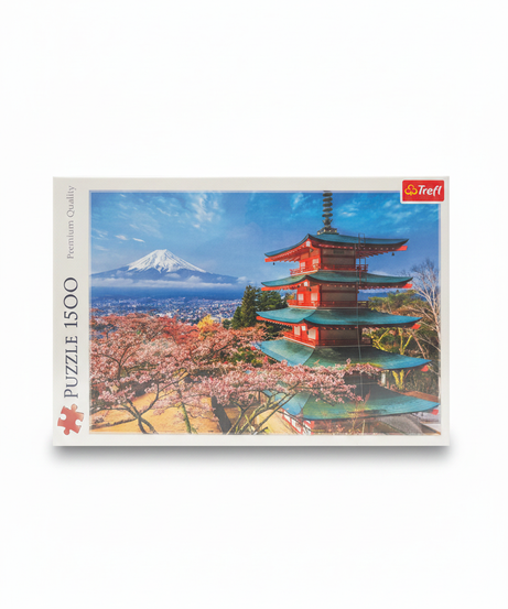 Trefl 1500 Piece Puzzle: Japanese Pagoda and Mount Fuji with Cherry Blossoms