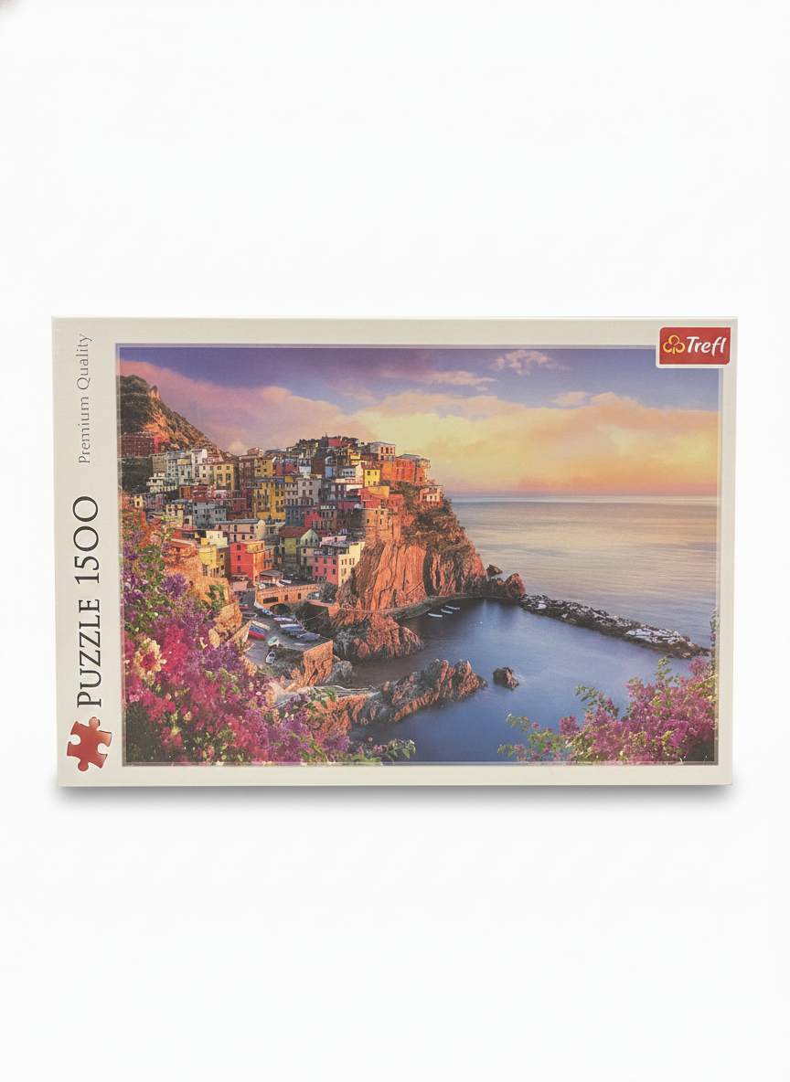 Trefl Premium Quality Puzzle 1500: Vibrant Coastal Town Sunset