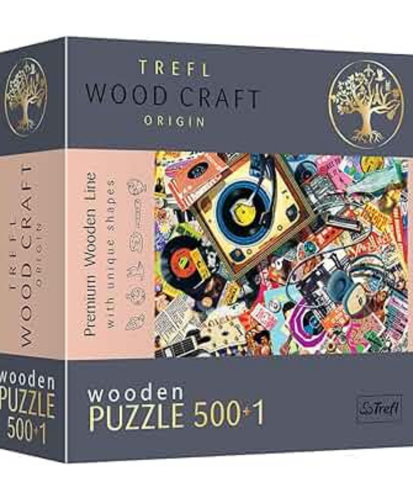 Trefl Wood Craft Origin Premium Wooden Puzzle 500+1 - Vintage Music Collage