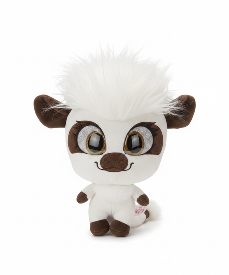 Whimsical Glitter-Eyed Fluffy Plush Pal