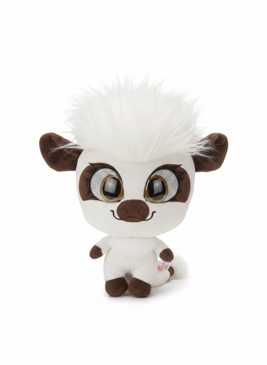 Whimsical Glitter-Eyed Fluffy Plush Pal