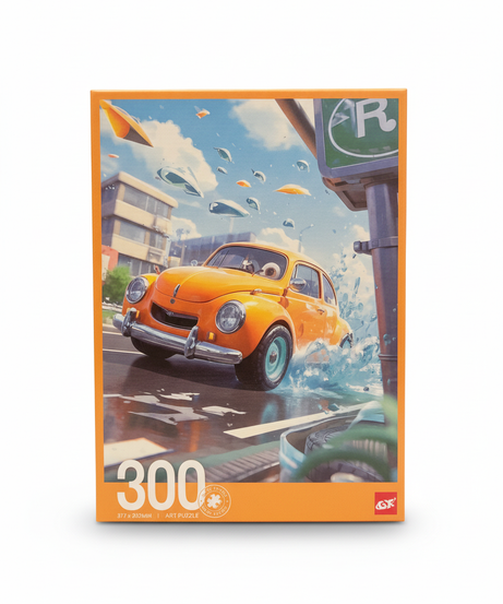 Whimsical Orange Beetle Water Splash Art Puzzle