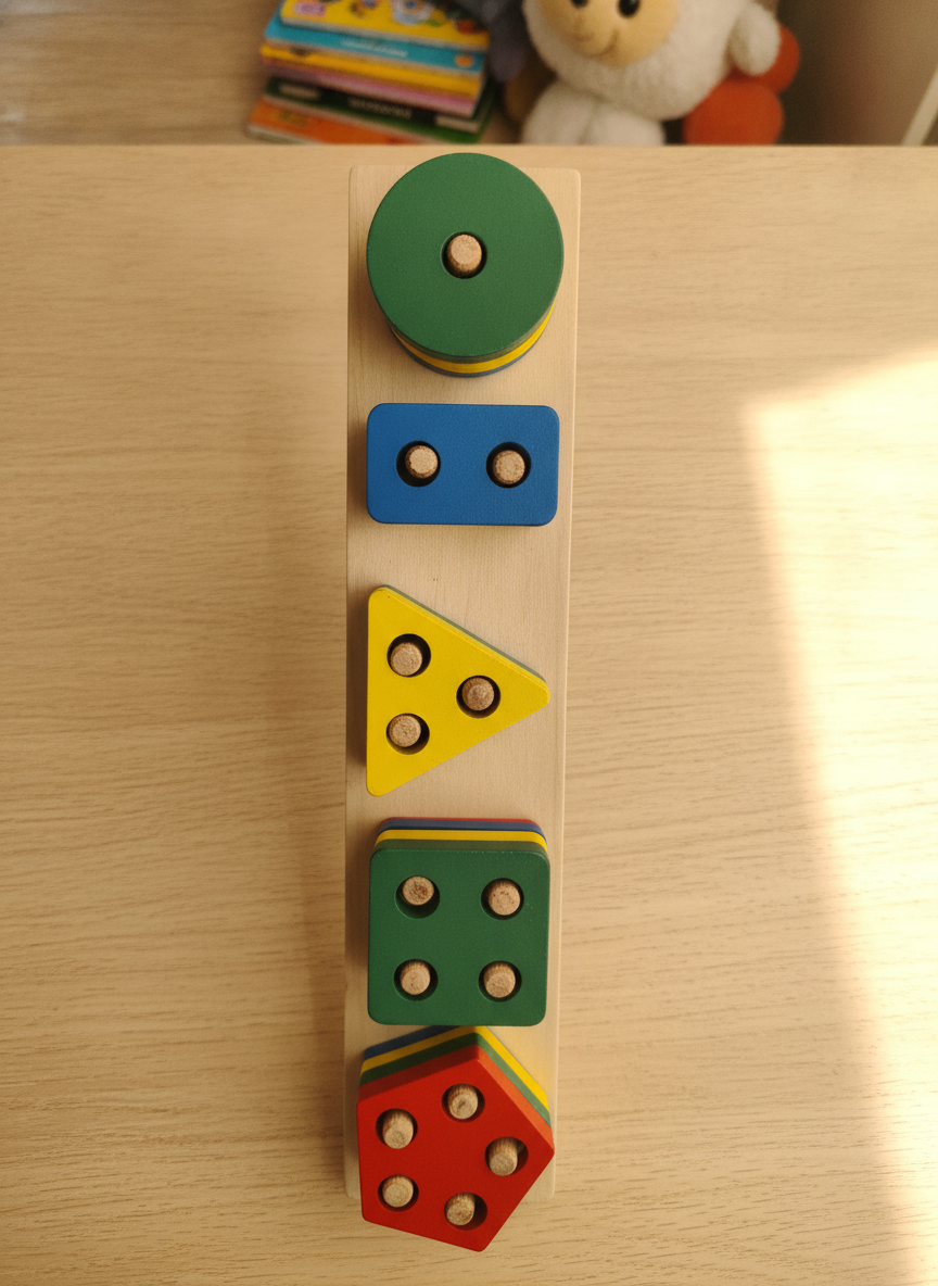 Wooden Geometric Shape Stacker Puzzle