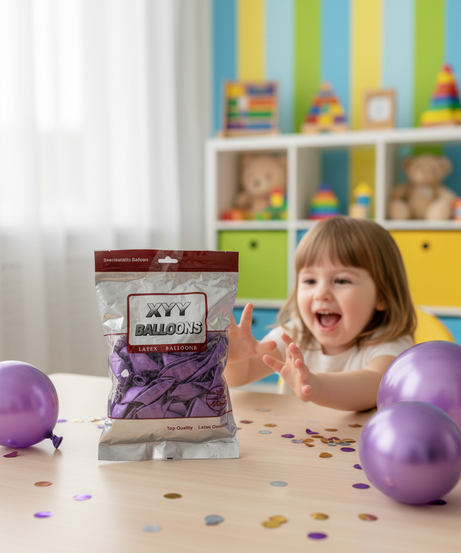 XYY 10-inch Purple Metallic Latex Balloons, 50 Pcs