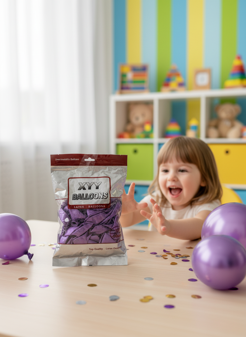XYY 10-inch Purple Metallic Latex Balloons, 50 Pcs
