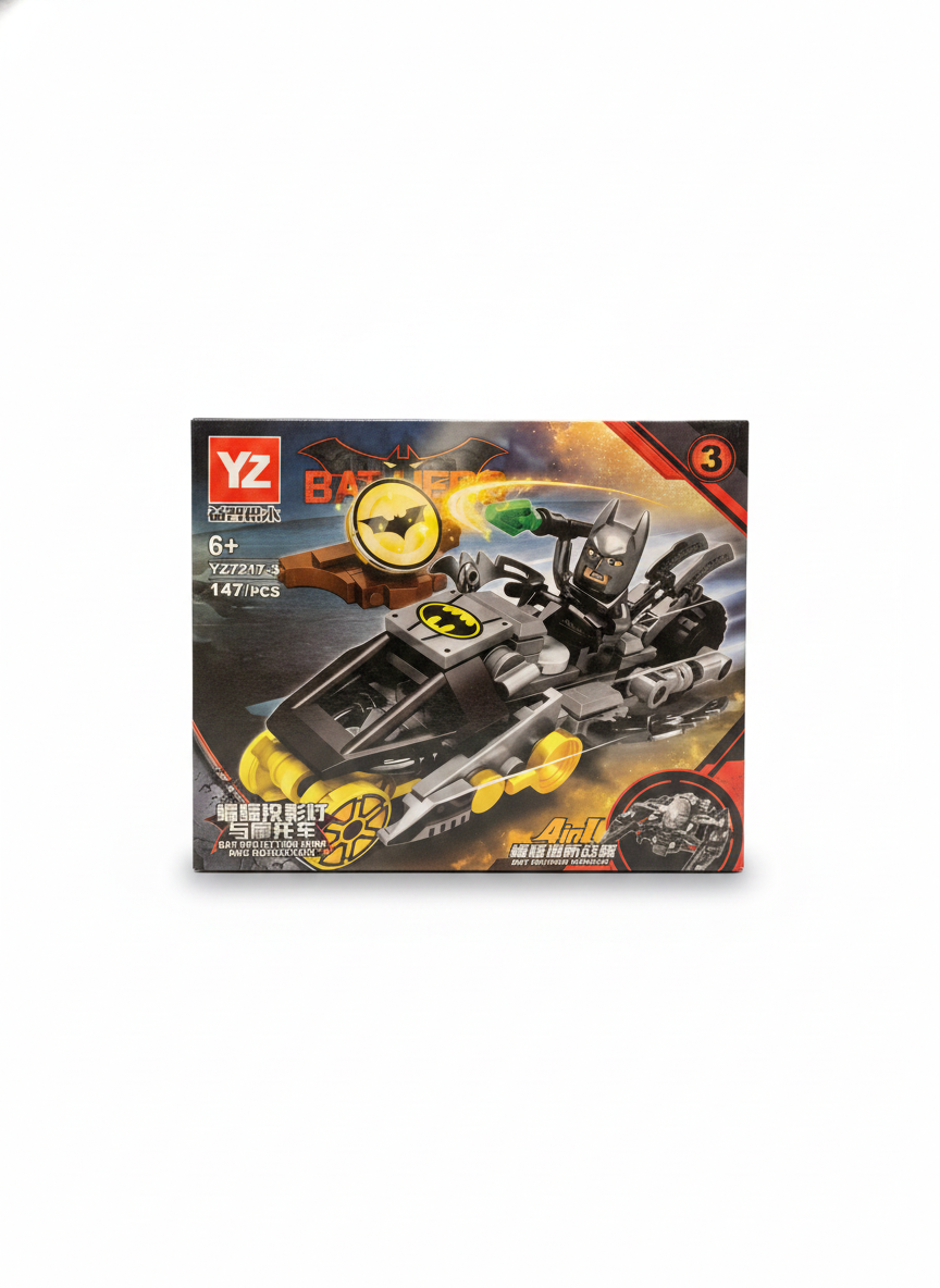 YZ BAT HERO 3-in-1 Bat Projection Lamp and Motorcycle Building Blocks