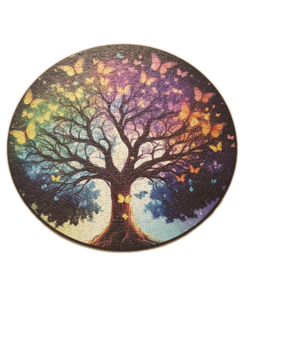 ZAYAT 1000-Piece Tree of Life & Butterflies Round Jigsaw Puzzle