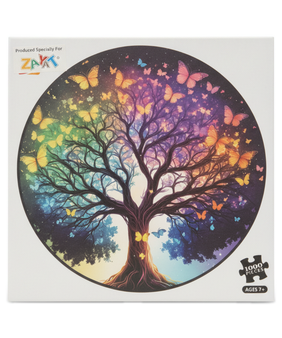 ZAYAT 1000-Piece Tree of Life & Butterflies Round Jigsaw Puzzle
