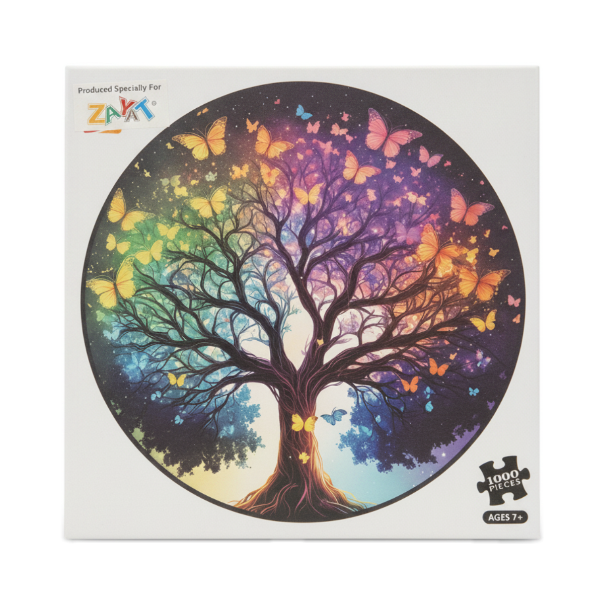 ZAYAT 1000-Piece Tree of Life & Butterflies Round Jigsaw Puzzle