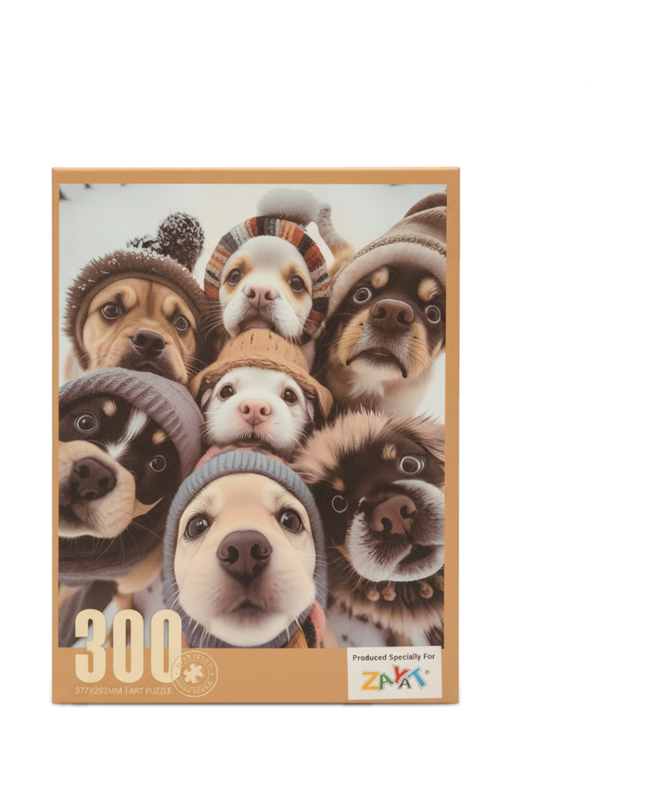 ZAYAT® 300-Piece Silky Touch Art Puzzle: Winter Puppies