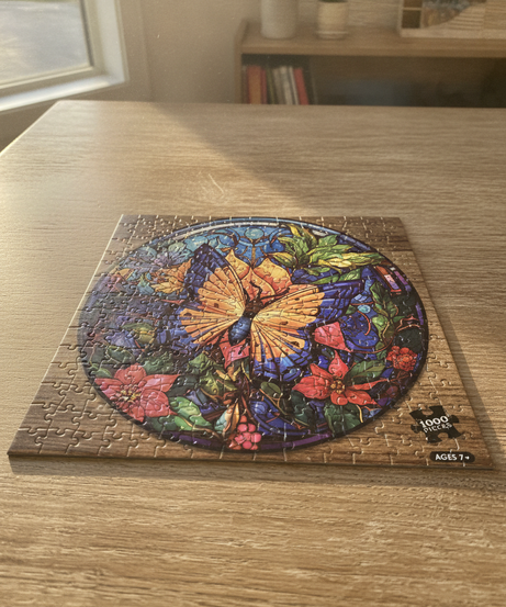ZAYAT Stained Glass Butterfly 1000 Piece Jigsaw Puzzle