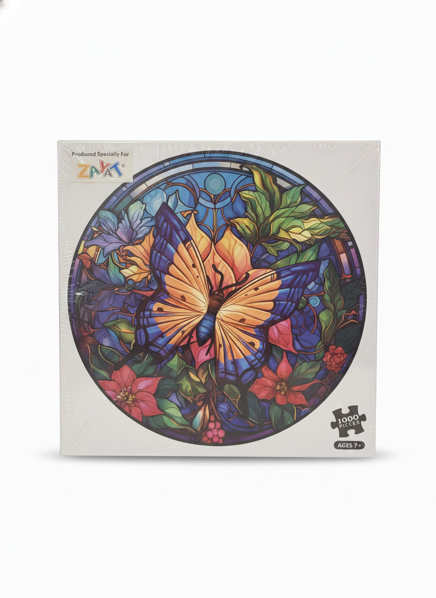 ZAYAT Stained Glass Butterfly 1000 Piece Jigsaw Puzzle