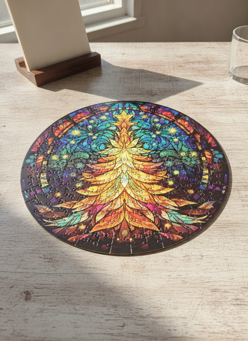 ZAYAT Stained Glass Christmas Tree 1000-Piece Puzzle