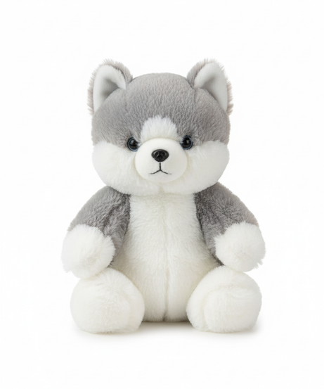 Adorable Grey and White Husky Puppy Plush Toy