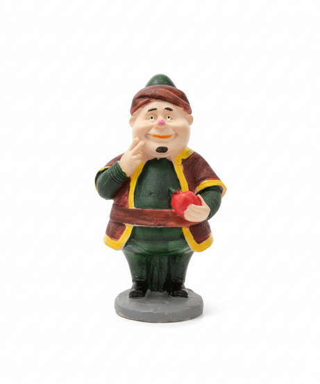 Traditional Jovial Man Figurine with Apple