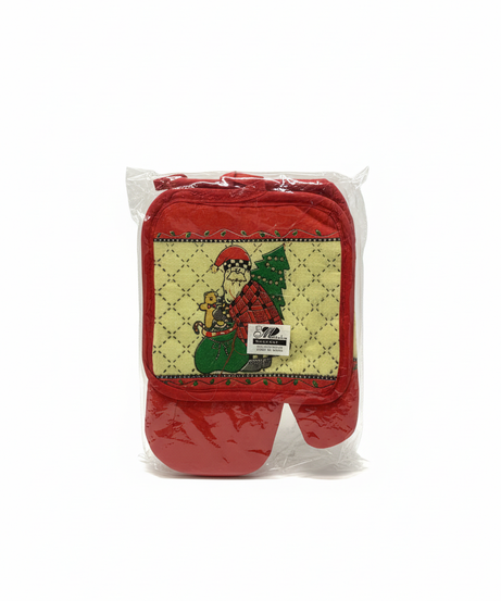 Festive Santa & Tree Oven Mitt & Pot Holder Set