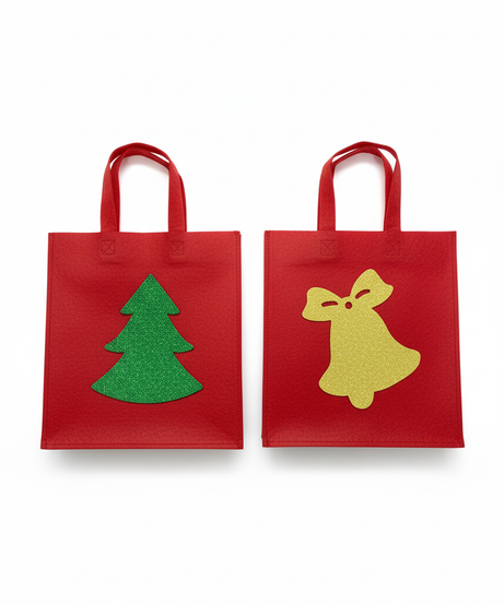 Glitter Christmas Felt Tote Bags (1 Pack)