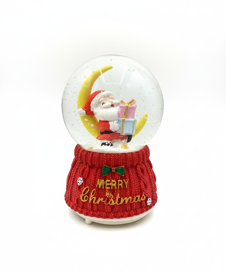 Merry Christmas Santa on Moon Snow Globe