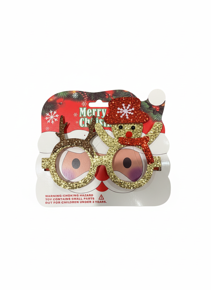 Merry Christmas Novelty Glitter Glasses