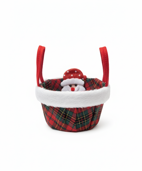 Christmas Plaid Santa Treat Basket