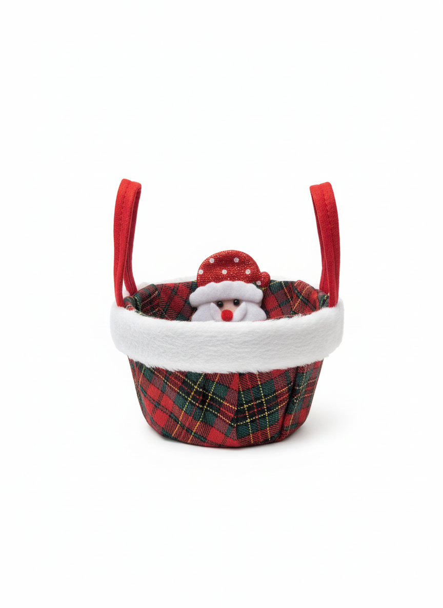 Christmas Plaid Santa Treat Basket