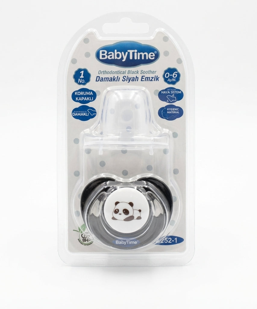 BabyTime Orthodontical Black Soother with Panda Design
