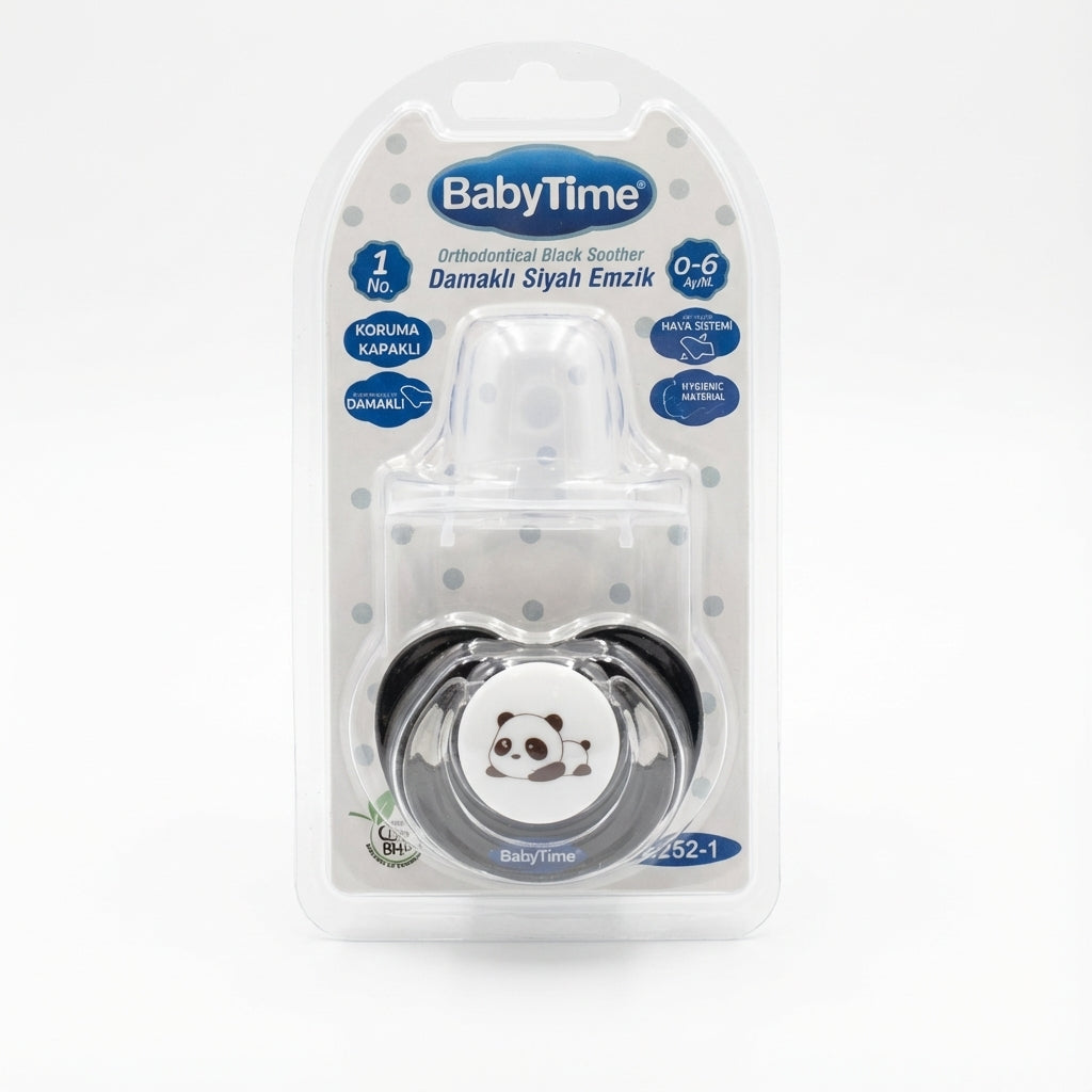 BabyTime Orthodontical Black Soother with Panda Design