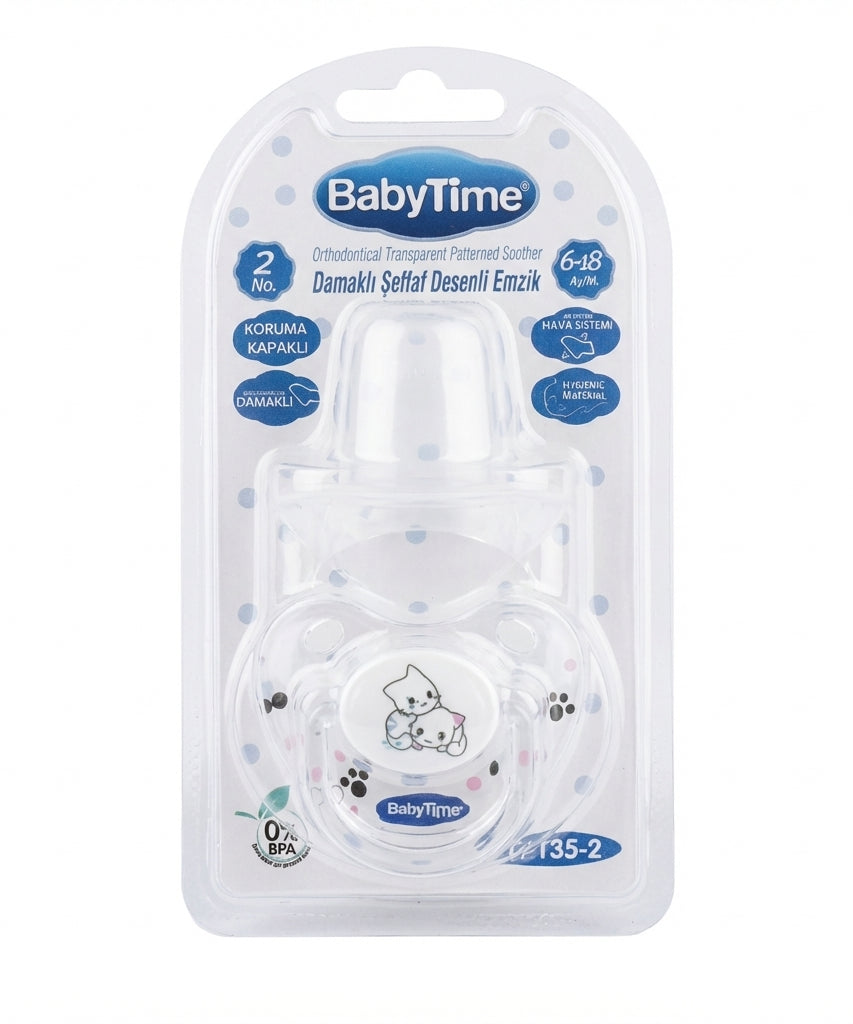 BabyTime Orthodontical Transparent Patterned Soother