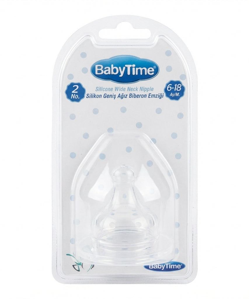 BabyTime Silicone Wide Neck Nipple (Size 2, 6-18 Months)