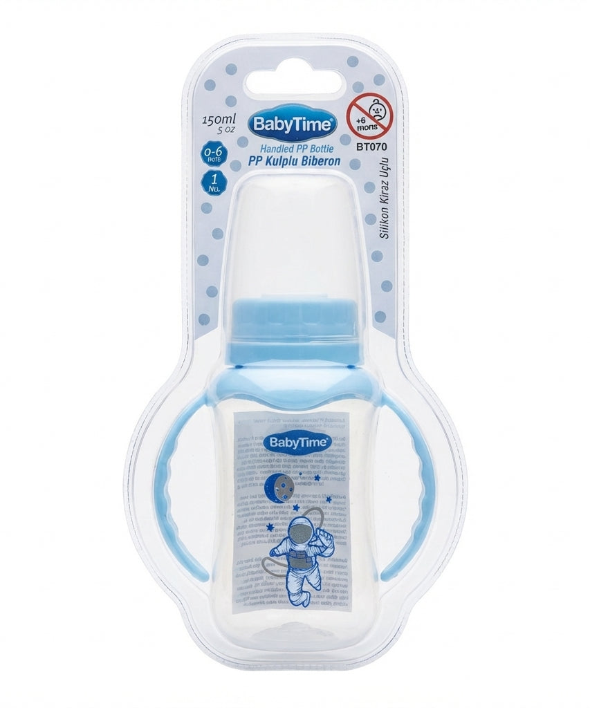 BabyTime Handled PP Bottle with Silicone Nipple, 150ml