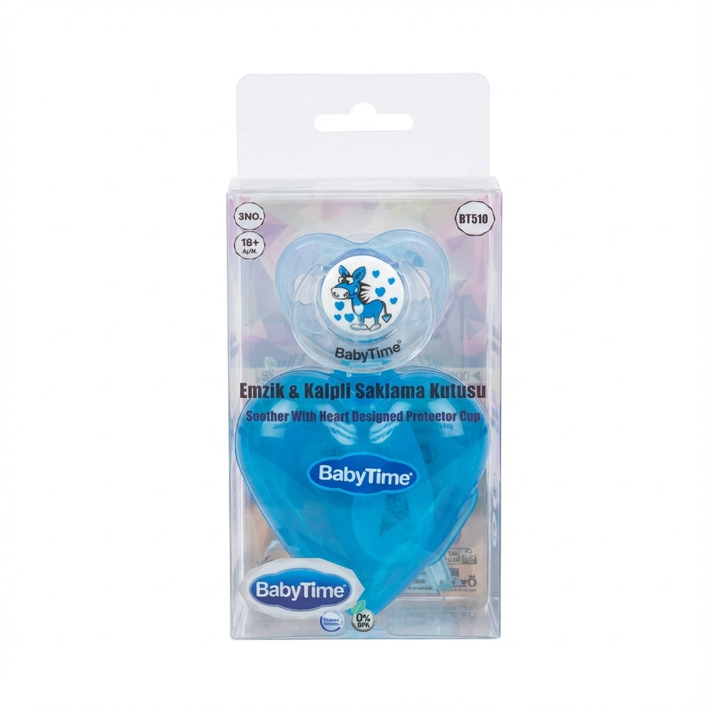 BabyTime Soother with Heart Designed Protector Cup 18 m