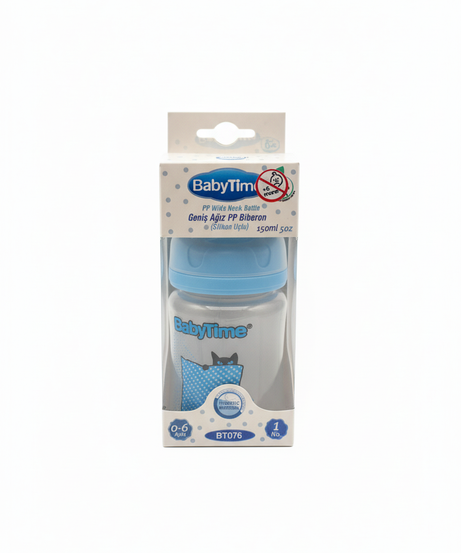 BabyTime PP Wide Neck Bottle (Silikon Uçlu), 150ml