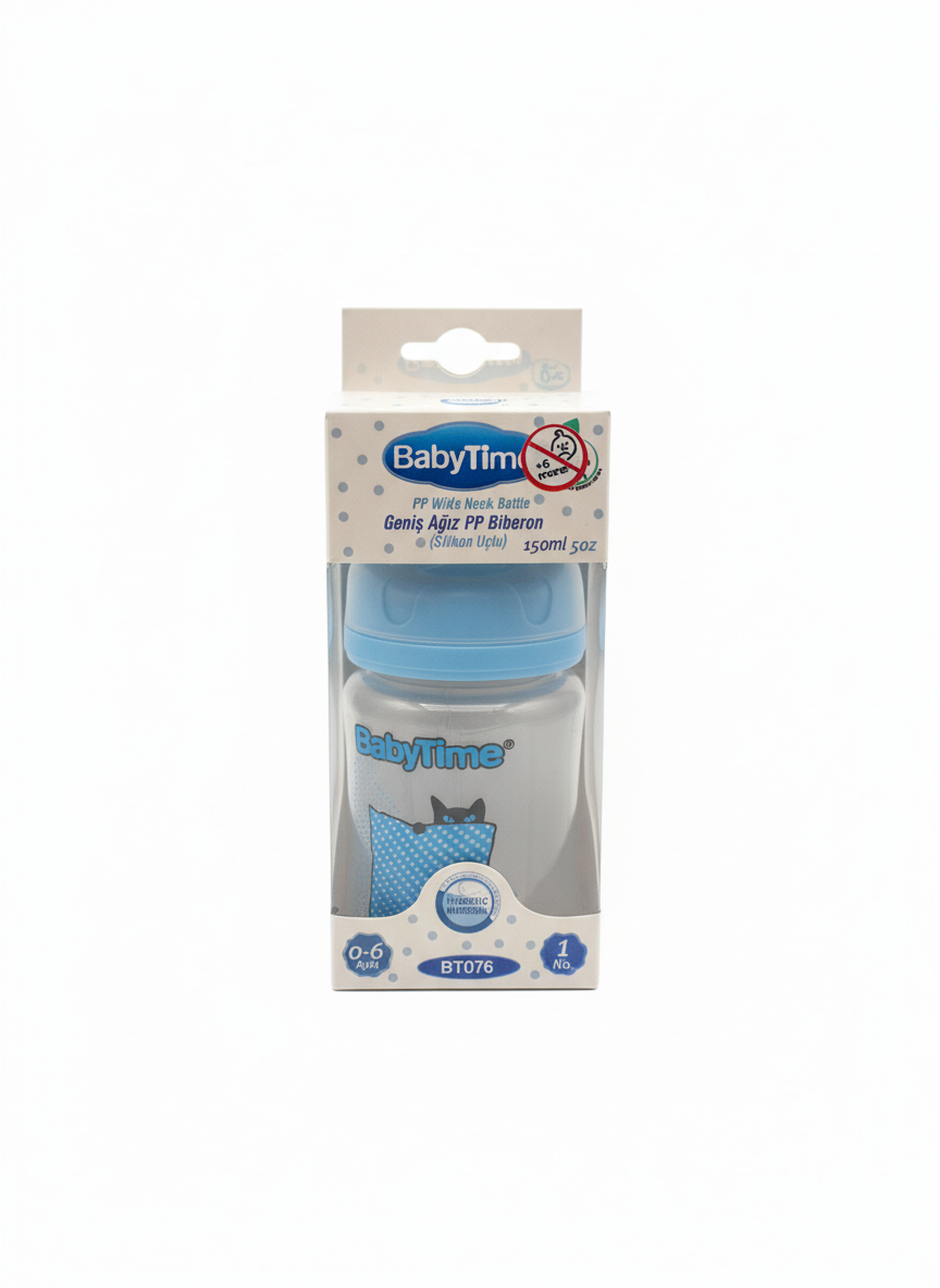 BabyTime PP Wide Neck Bottle (Silikon Uçlu), 150ml