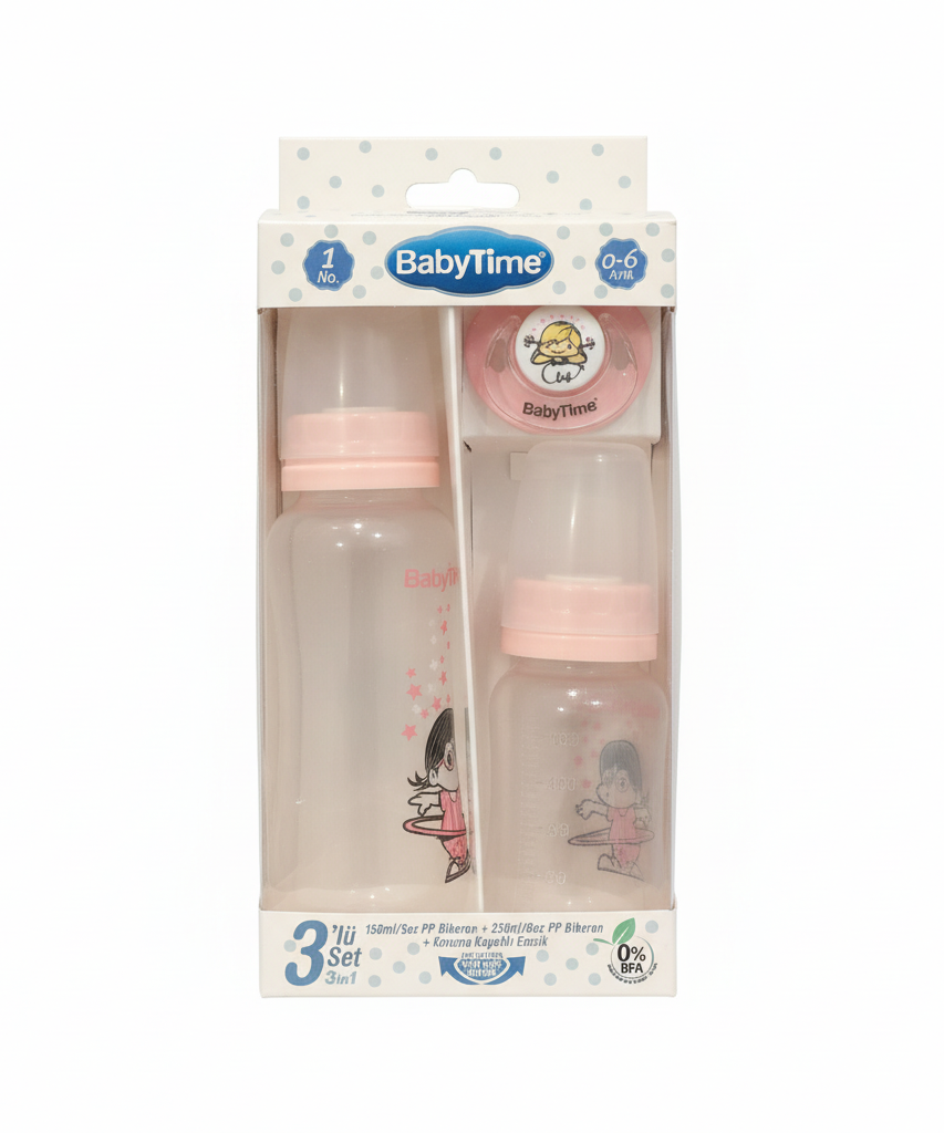 BabyTime 3-in-1 PP Baby Feeding Set with Pacifier (0-6 Months)