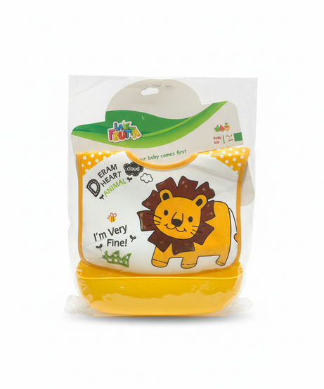 LA FRUTA Lion Character Baby Bib with Food Catcher