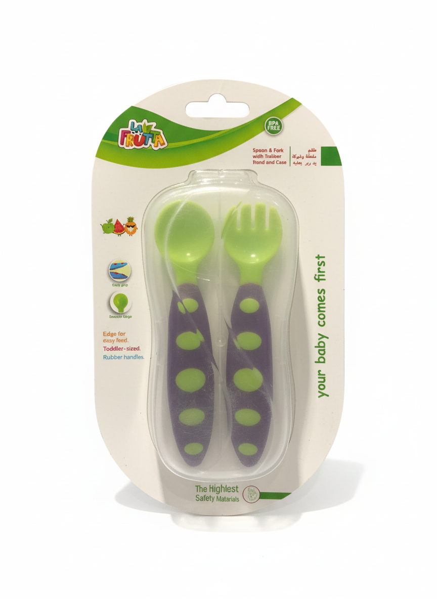 La Frutta Spoon & Fork with Rubber Hand and Case