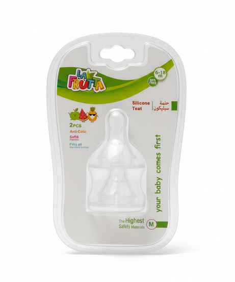 LA FRUTA Anti-Colic Silicone Teats (M, 6-18m) - 2 Pcs