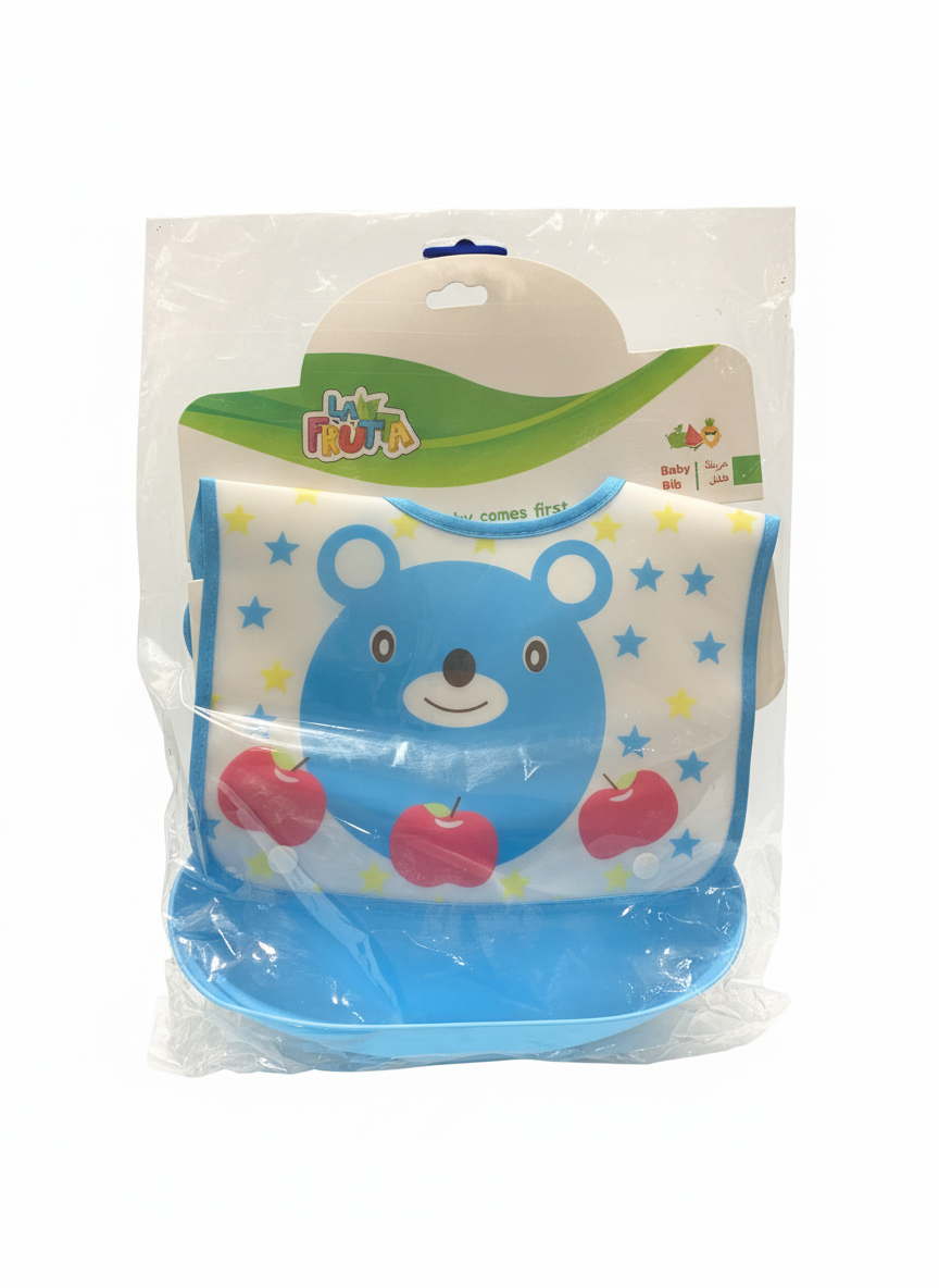 LA FRUTA Cute Bear Baby Bib with Food Catcher