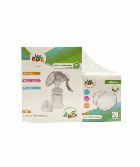 LA FRUTTA Manual Breast Pump & Disposable Breast Pads Bundle (20 Pieces)