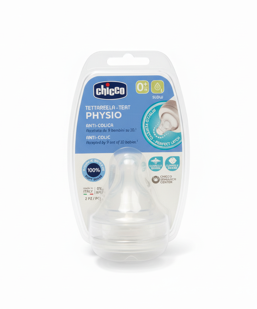 Chicco Physio Anti-Colic Teats (Slow Flow, 0M+)