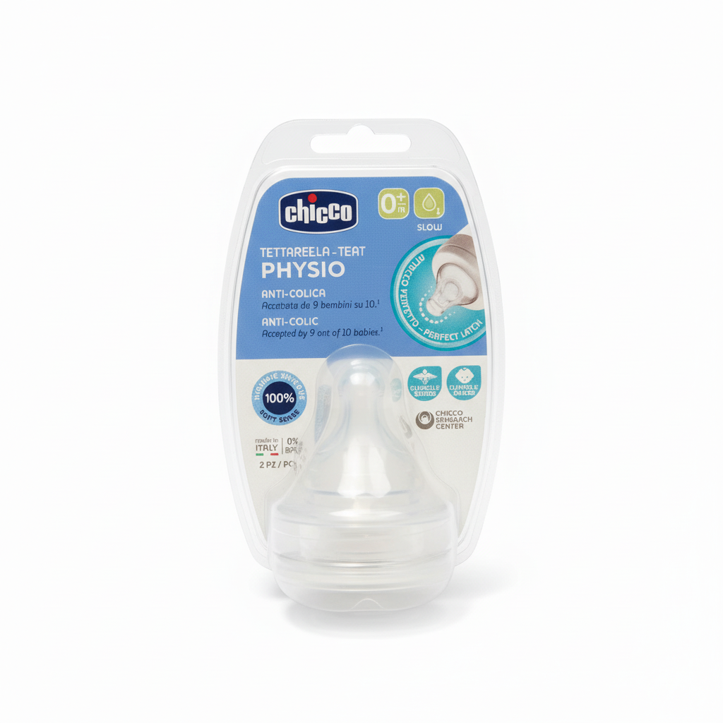Chicco Physio Anti-Colic Teats (Slow Flow, 0M+)