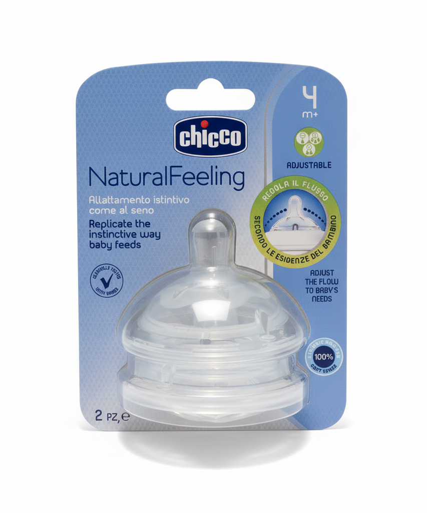 Chicco NaturalFeeling Adjustable Flow Silicone Teats 4m+ (2 Pcs)