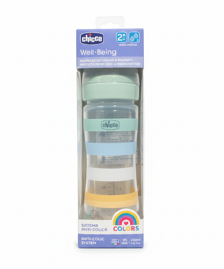 Chicco Well-Being Anti-Colic System Baby Bottle, 250ml (Colors)