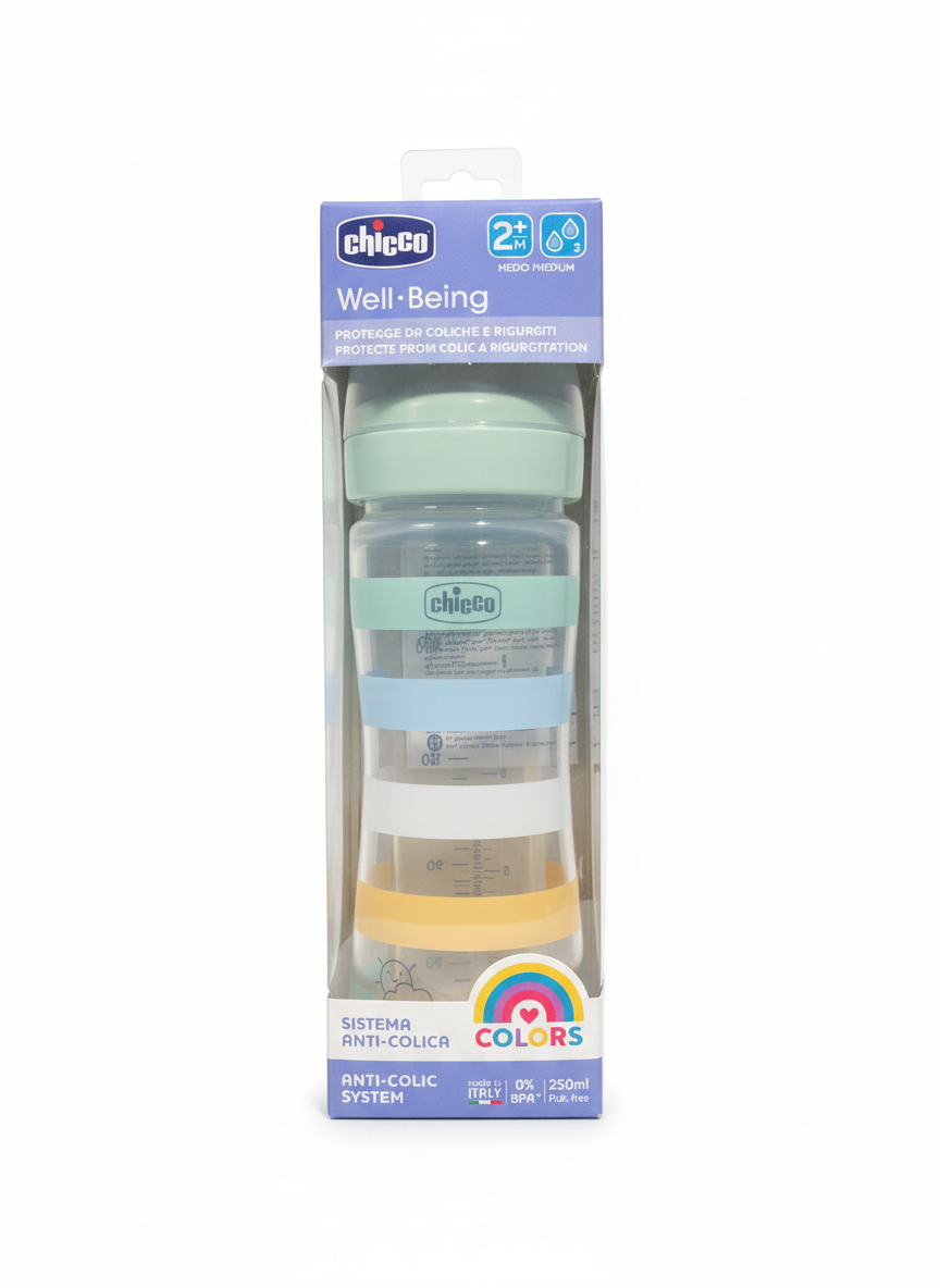 Chicco Well-Being Anti-Colic System Baby Bottle, 250ml (Colors)