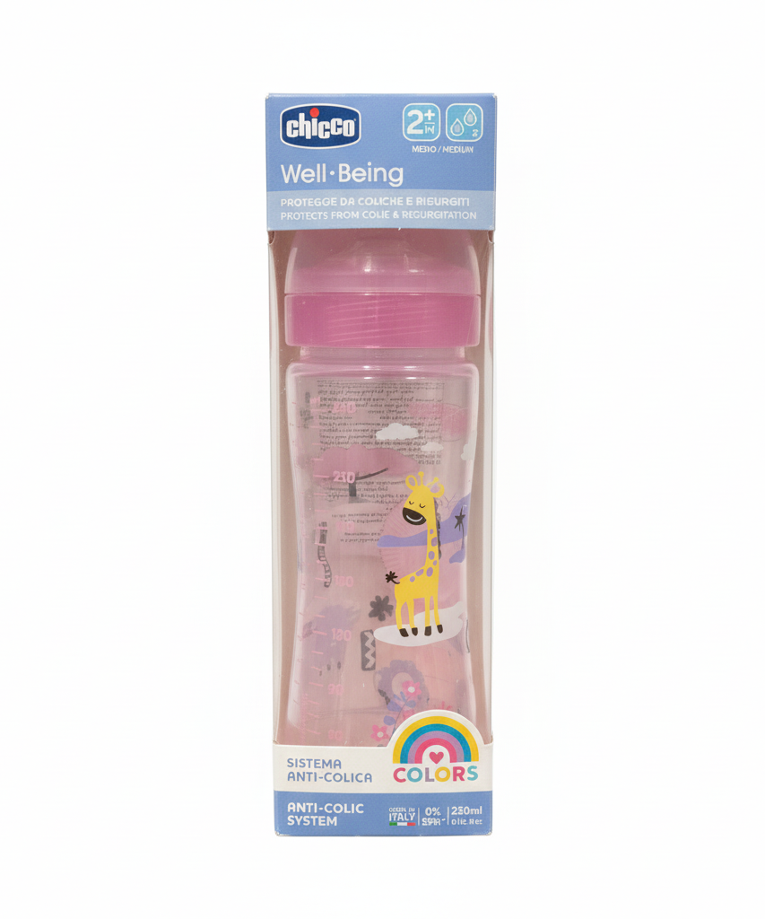 Chicco Well-Being Colors Anti-Colic Feeding Bottle 250ml