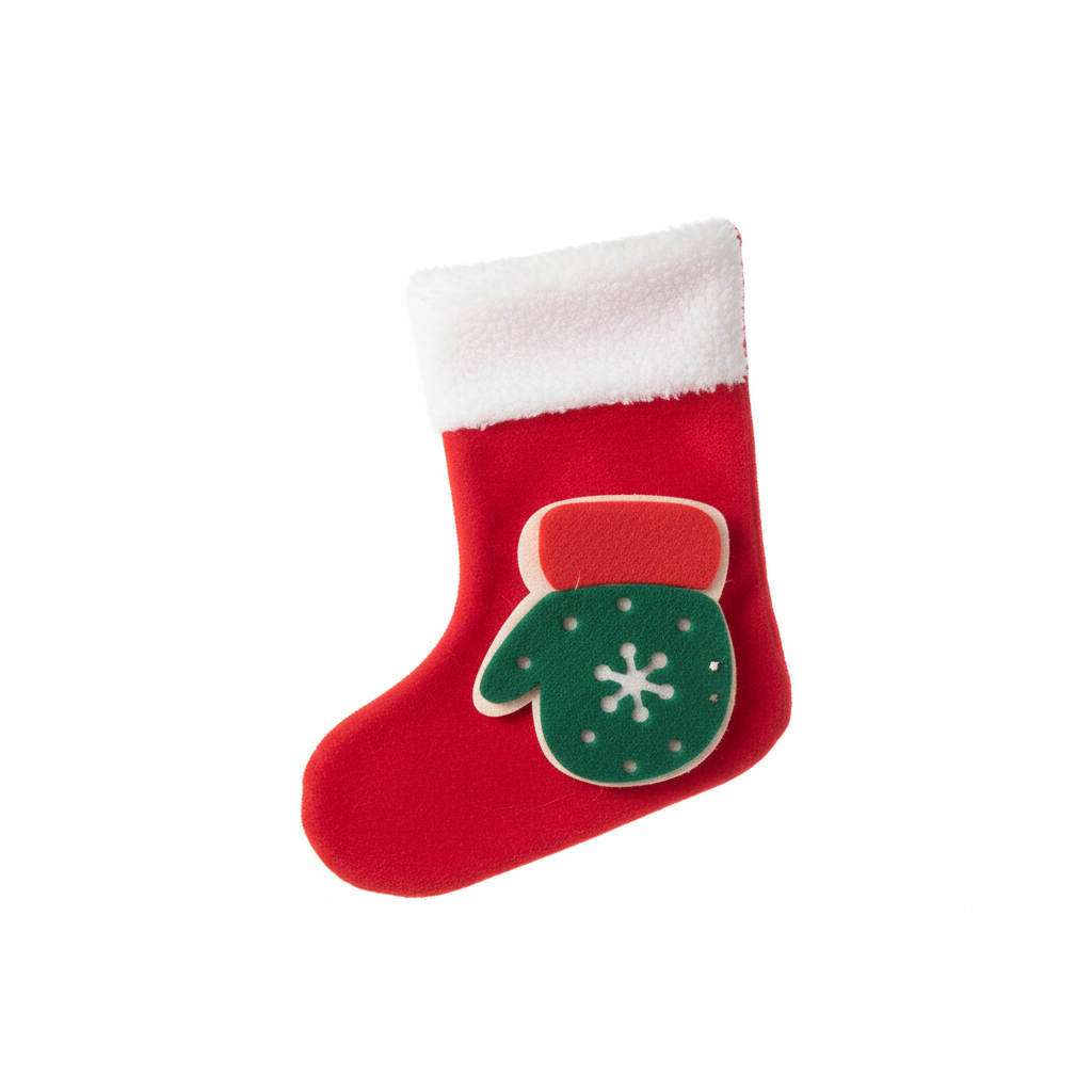 Festive Mini Plush Christmas Stocking with Mitten Appliqué