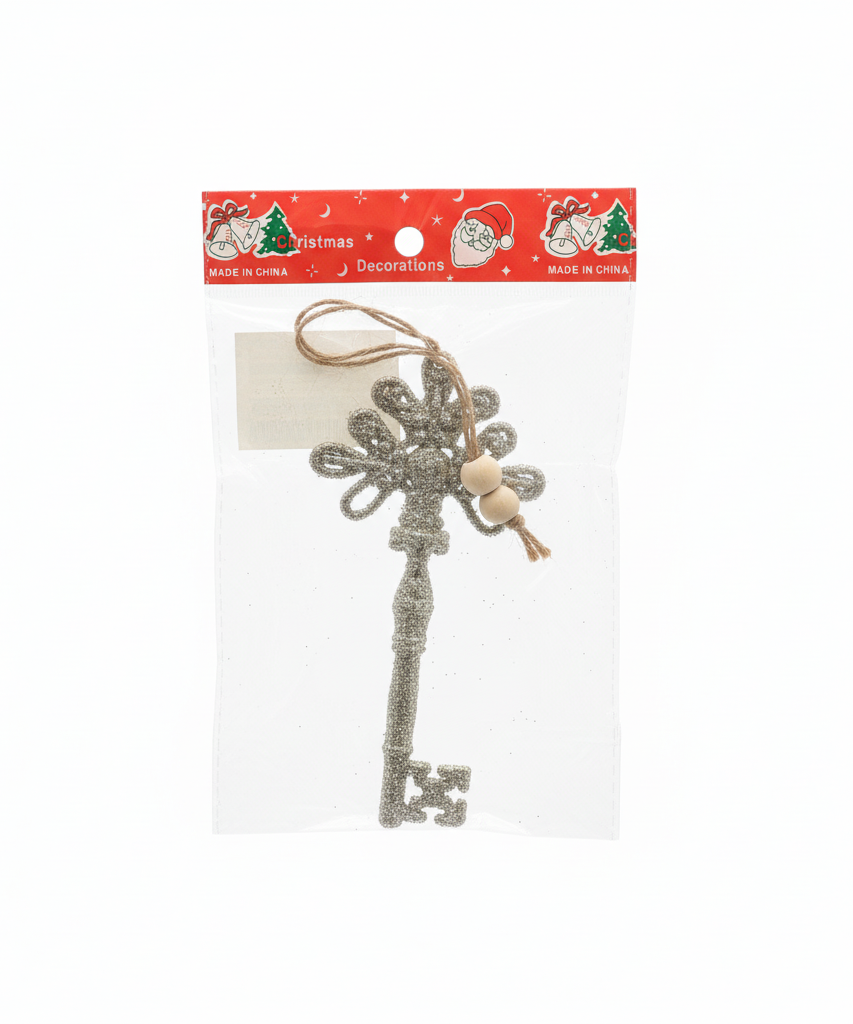 Glitter Snowflake Key Christmas Ornament