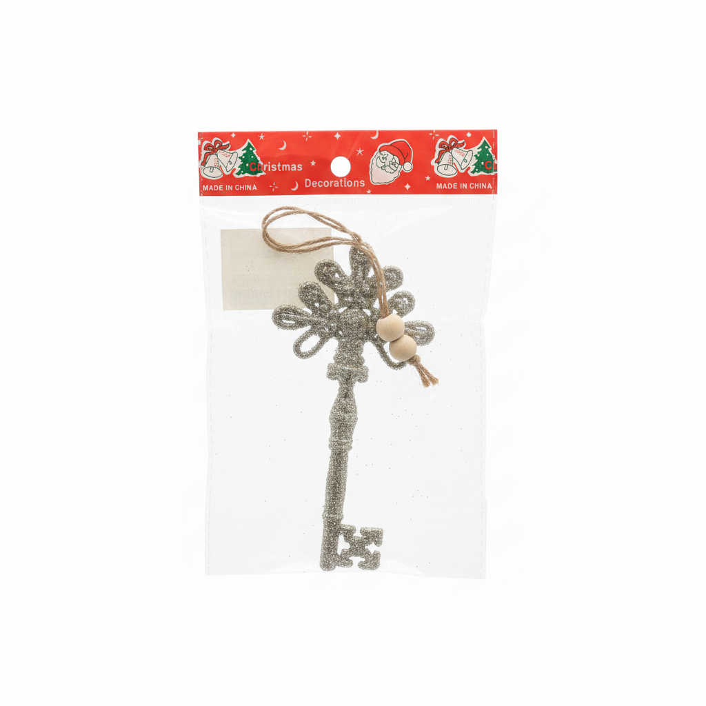 Glitter Snowflake Key Christmas Ornament