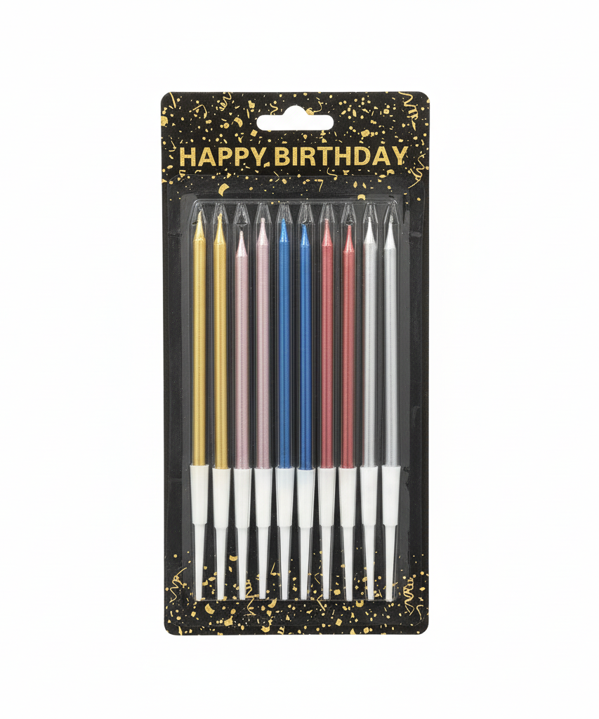 Happy Birthday Assorted Metallic Candles